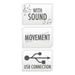 With sound, movement and USB connection feature icons