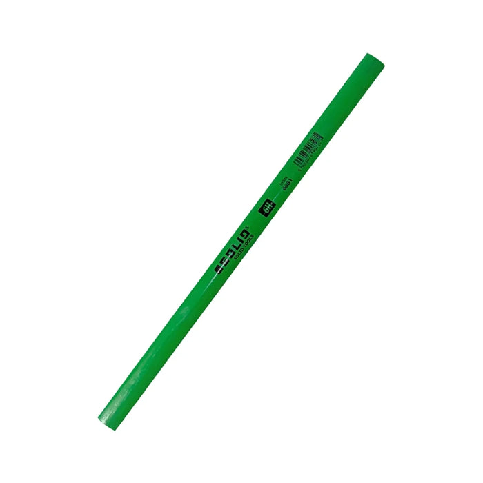 Solid green construction 6H carpenter's pencil, flat profile, on white background