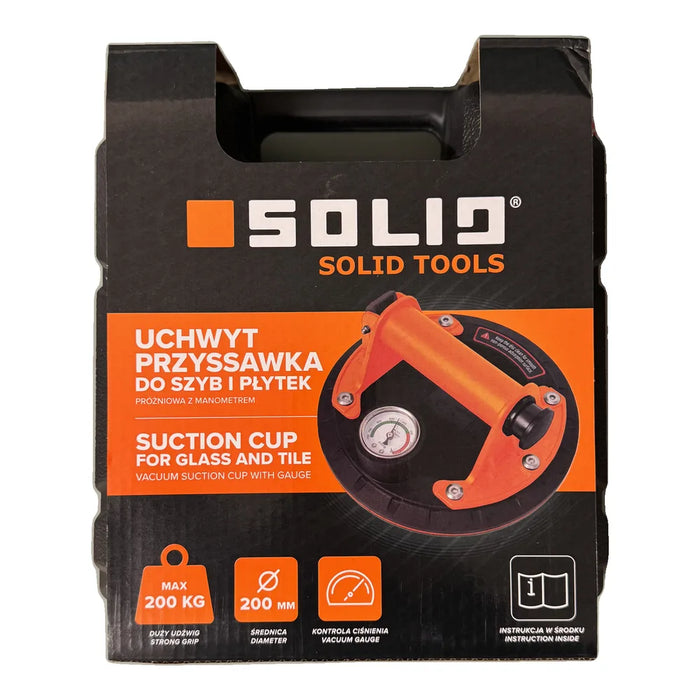Overhead view of the Solid suction cup showing the full rubber base and gauge
