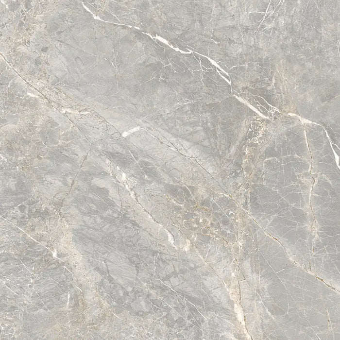 Alternate face of Syrah Light Matt Porcelain 60x60 tile showing realistic light grey marble-effect pattern