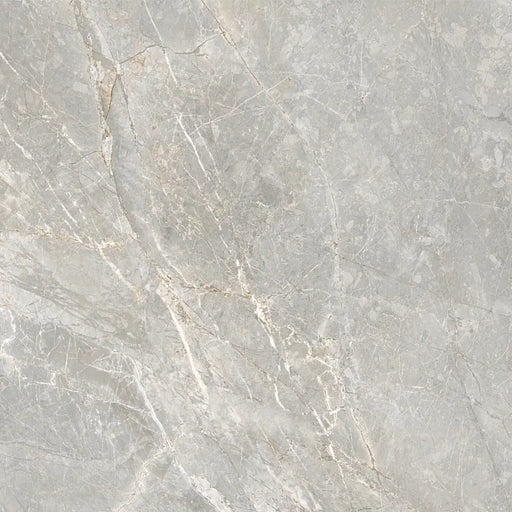 Close-up of Syrah Light Matt Porcelain 60x60 marble-effect tile with soft grey tones and elegant white veining