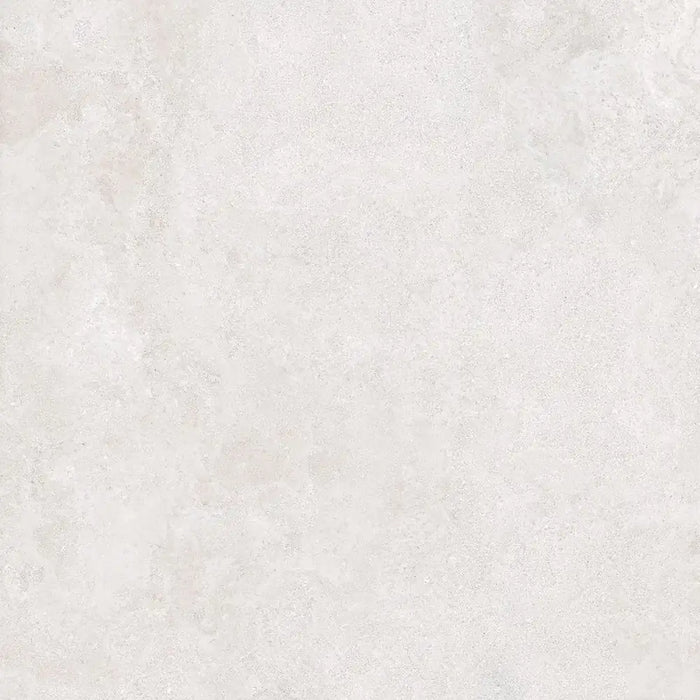 Close-up plaster-effect surface detail of Verse Cream porcelain tile