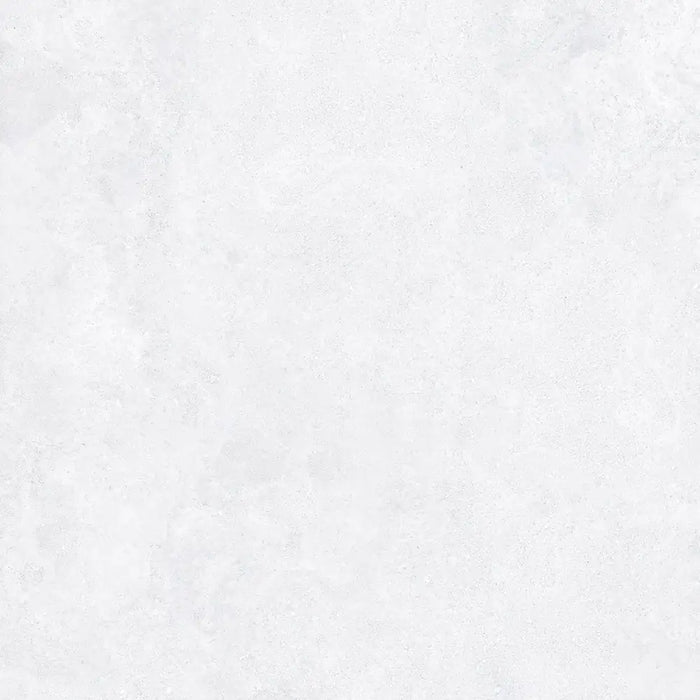 Close-up concrete-effect surface detail of Verse White porcelain tile