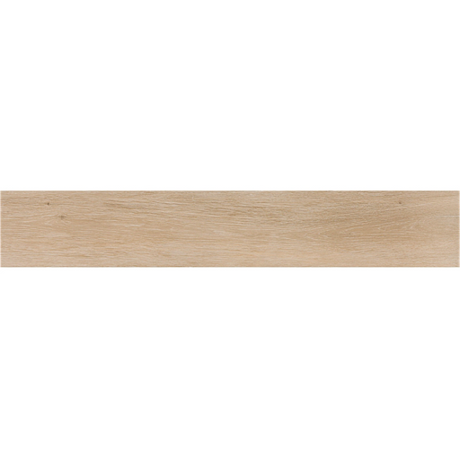 Close-up of Viggo Arce Porcelain 20x120 wood-effect tile with natural oak grain and matt finish