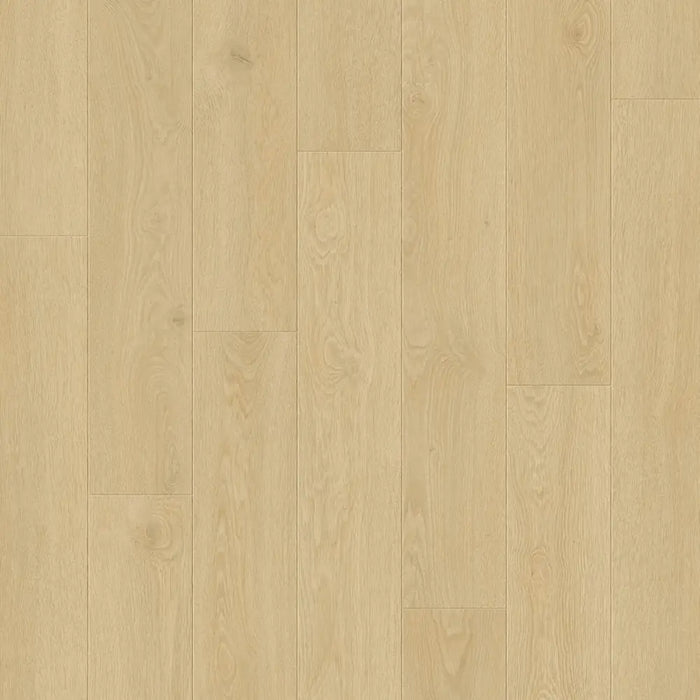 Close-up wood-grain detail of Pergo Visby Beige Sand Drift oak laminate flooring