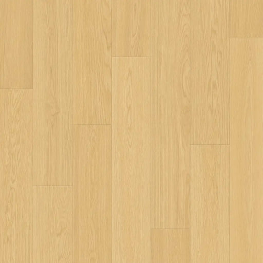 Close-up wood-grain detail of Pergo Visby Natural Amberlight oak laminate flooring