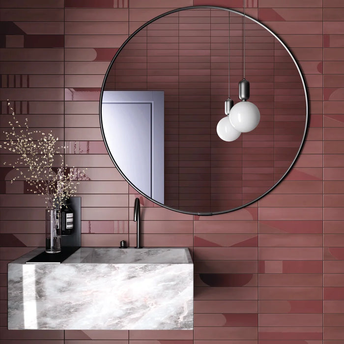 Wadi Decor Garnet patterned porcelain tile in a bathroom setting