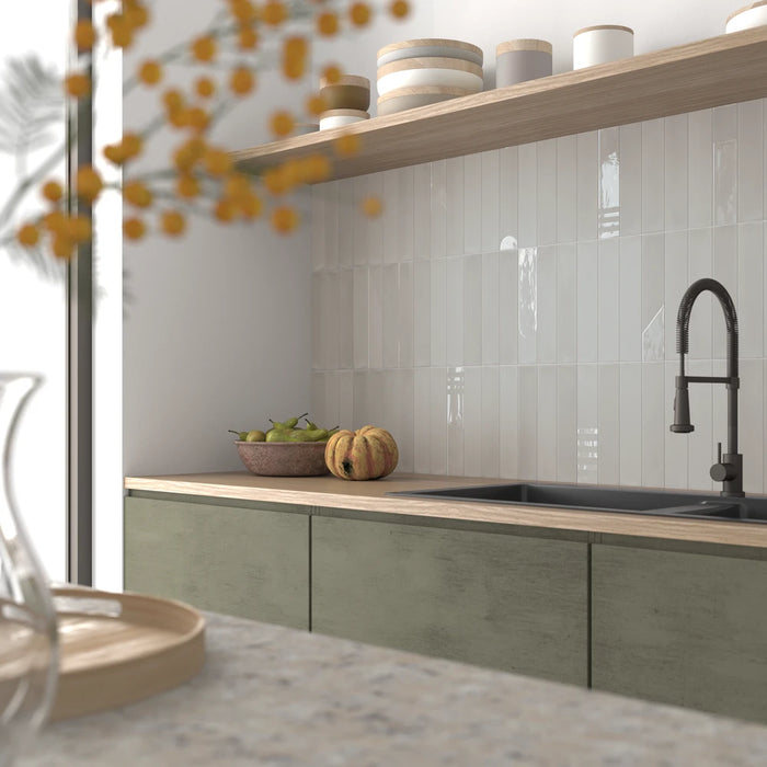 Wadi Decor Stone patterned porcelain tile in a kitchen splashback setting