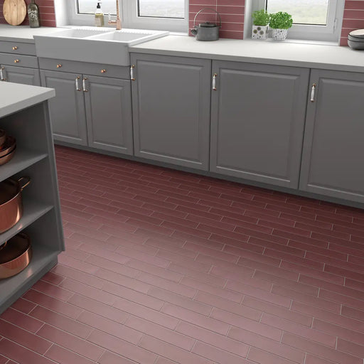 Wadi Garnet porcelain tile used on a kitchen floor and wall