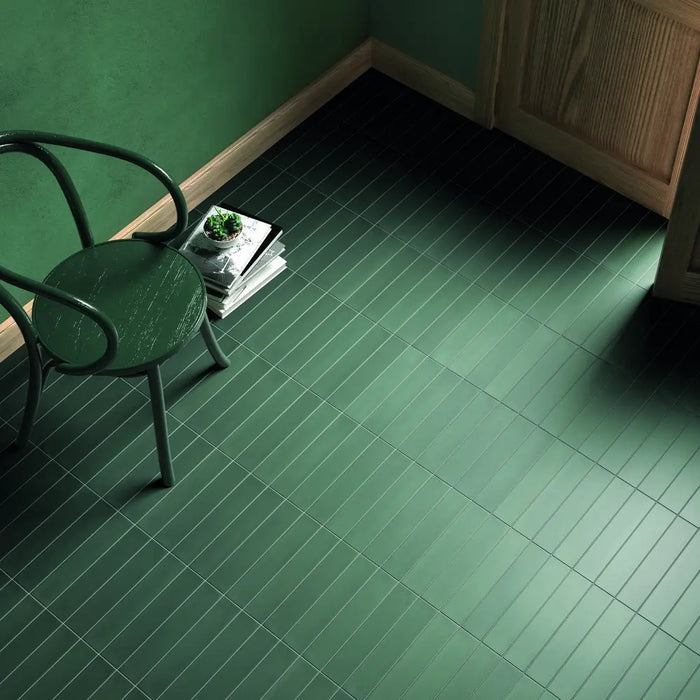Wadi Pine matt porcelain 6x30 tile angled edge detail
