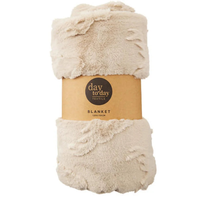 White Deer Blanket, rolled, with raised deer head pattern, 120x150cm