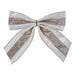White ribbon bow with champagne glitter stripes