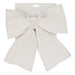 White velvet bow on a backing card, smaller view