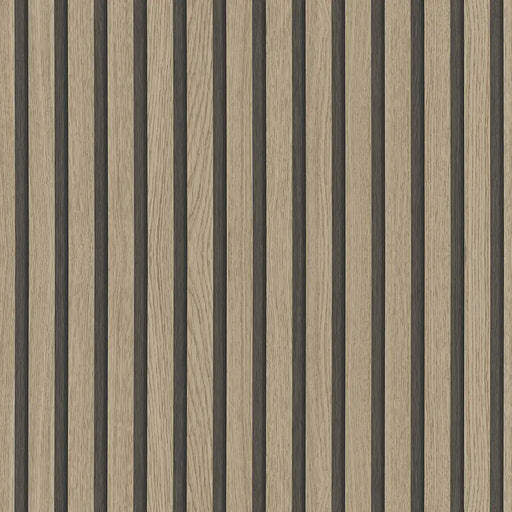 Wood-look pattern wallpaper that is visually hardly distinguishable from real wood panels