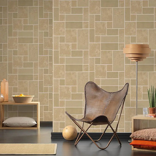 Tan Tile-Effect Wallpaper