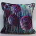 Juniper Allium colourful velvet print cushion with a purple allium flower illustration