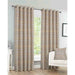 A living room window with Amelie contemporary geometric design curtains, in ochre and grey
