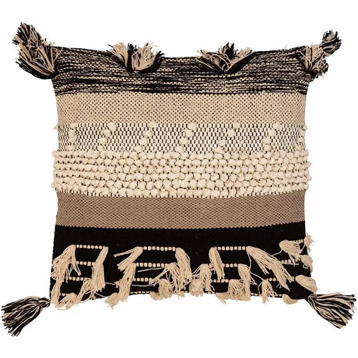 Assam hand tufted cotton brown black and cream cushion