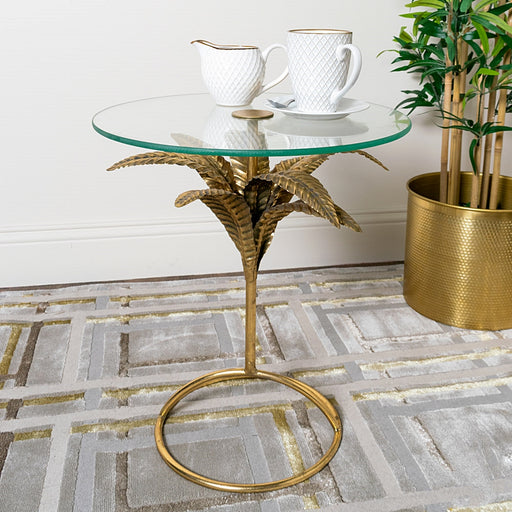 Azure Leaf Gold Accent Table