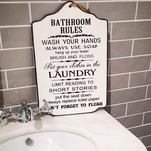 Bathroom Rules Wall Plaque — JMR House to Home