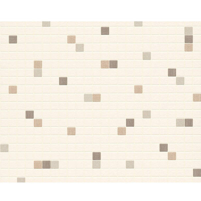 Cream and brown tile effect wallpaper for kitchens and bathrooms
