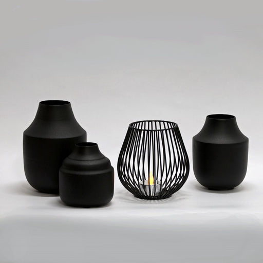 Contemporary matt black metal vases