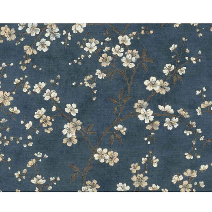 Elegant blue navy floral pattern wallpaper