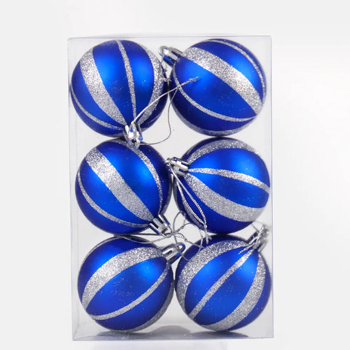 Blue & Silver Glitter Christmas Bauble Set of 6