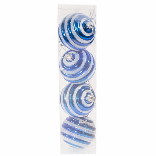 Blue & White Christmas Bauble Set of 4
