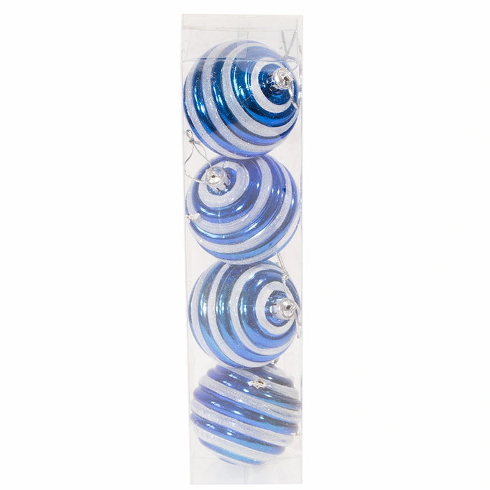 Blue & White Christmas Bauble Set of 4