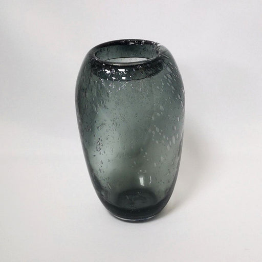 Bubbles smoked grey glass vase