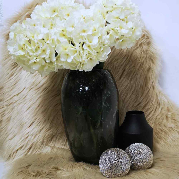 Bubbles smoked grey glass vase