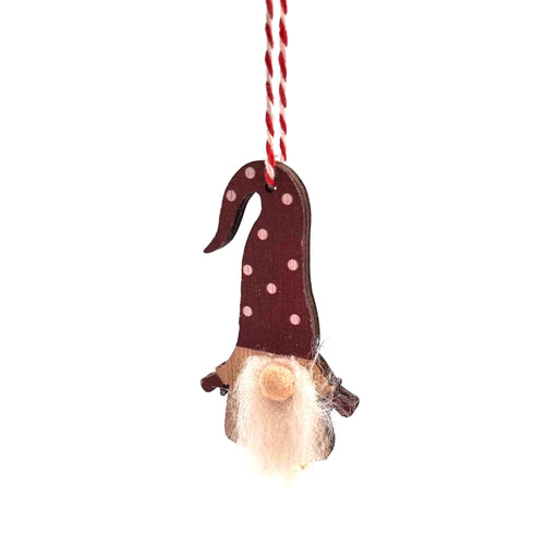 Burgundy gnome hanging Christmas Tree ornament