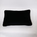 Cat Quilt rectangular black plain velvet cushion with sequin writing (CAT) finished with black velvet piping