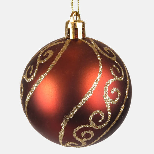 Brown & Gold Christmas Bauble with Glitter