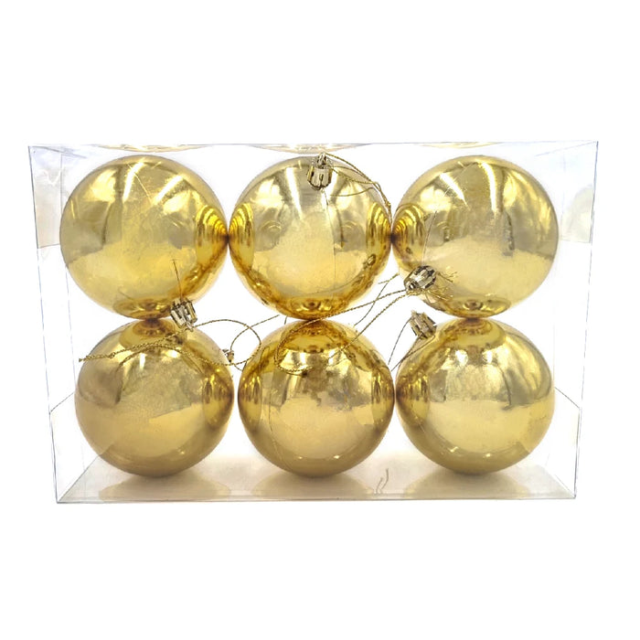 Shiny gold set of 6 Christmas baubles