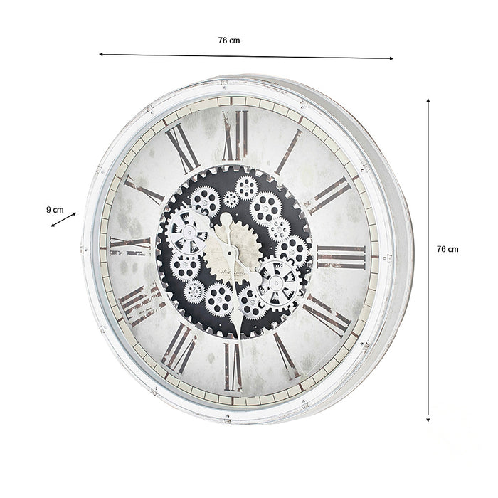 Clockworks Antique White Gears Clock