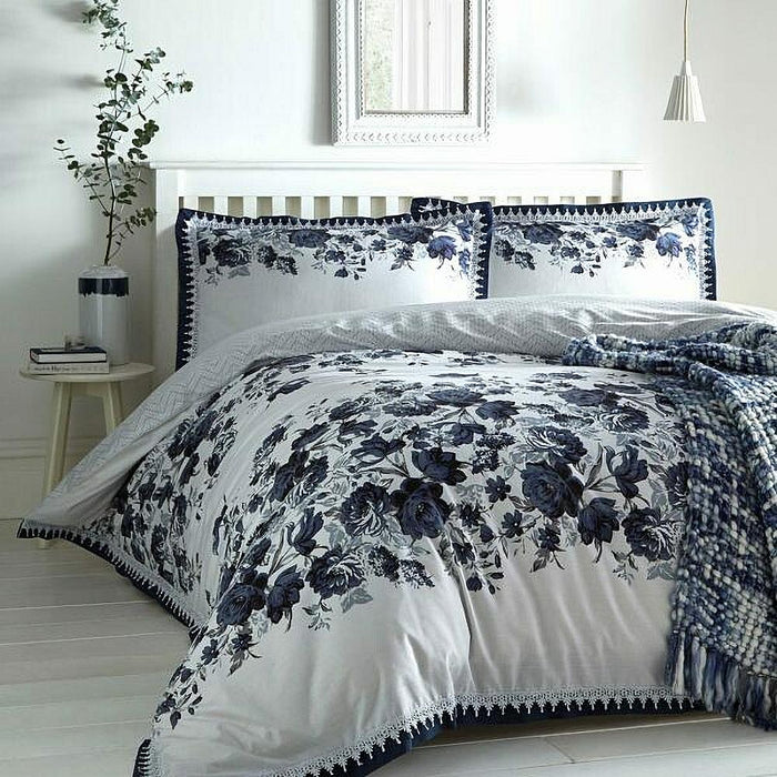 A bedroom setting with double bed and Compton duvet set