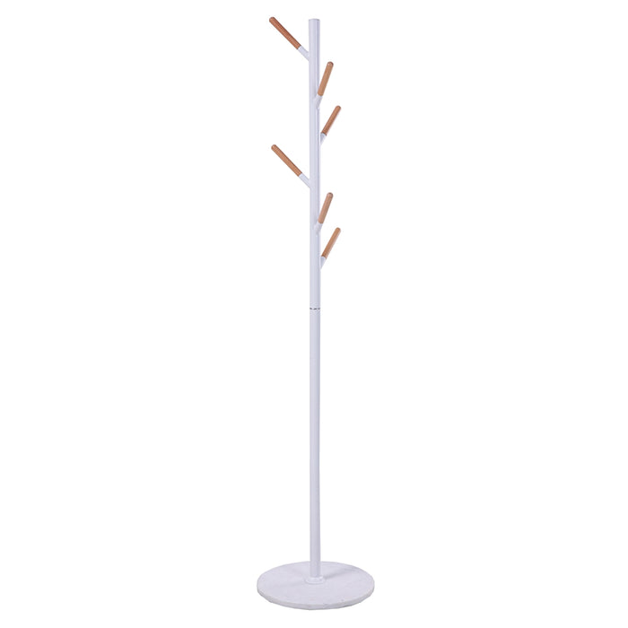 Contemporary White Hat & Coat Stand with Marble Base
