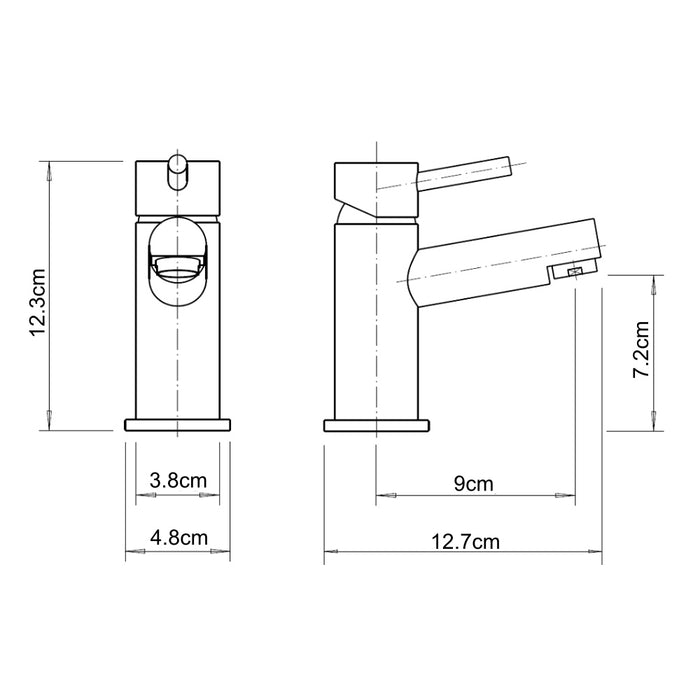 Danube Mini mono basin mixer bathroom tap dimensions