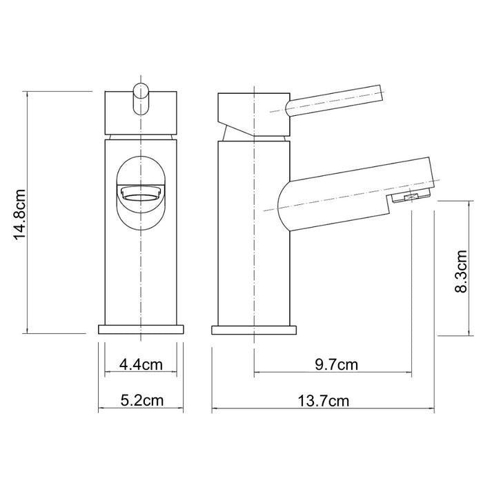 Doma Danube mono basin mixer bathroom tap dimensions