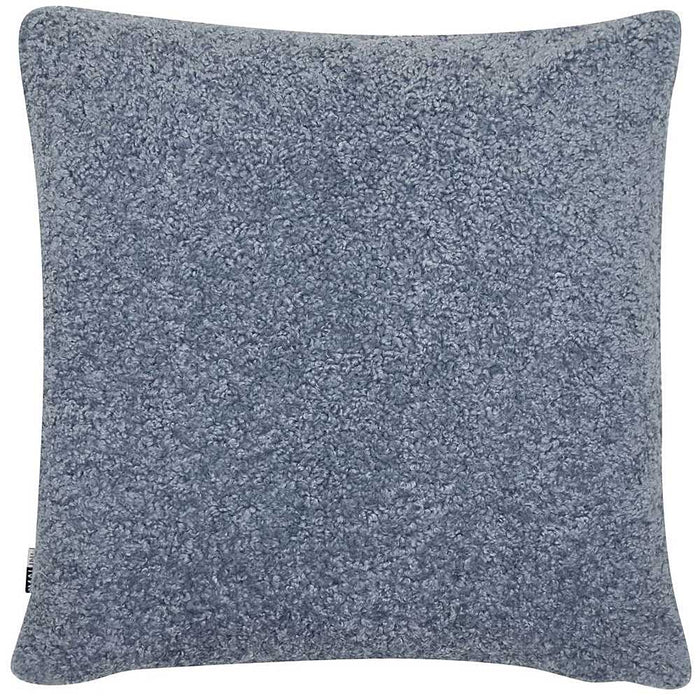 Tactile faux fur shaggy blue cushion