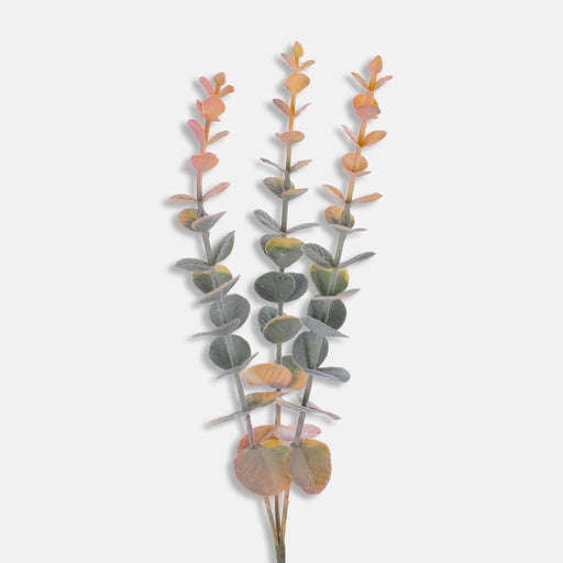 The artificial orange and green eucalyptus twig
