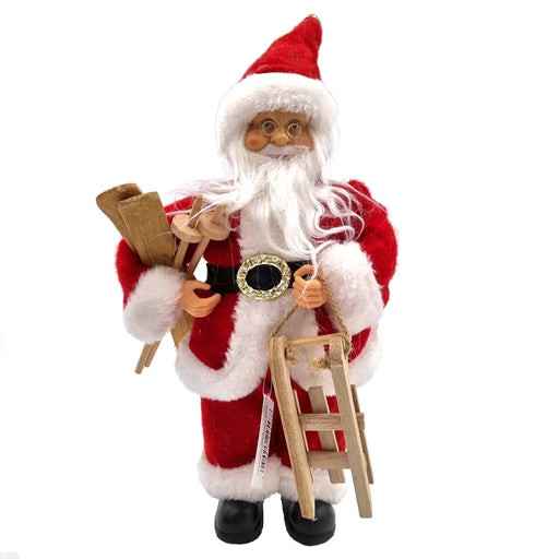 Festive Santa Claus Figurine with Skis