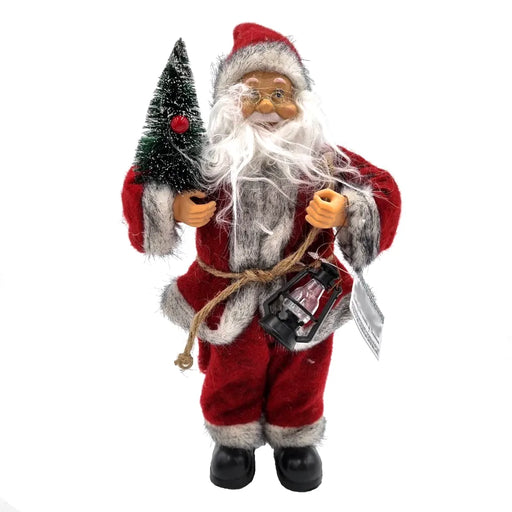 Festive Santa Claus Figurine with Tree & Lantern