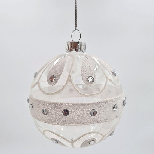 Frosted White Glass Hanging Bauble