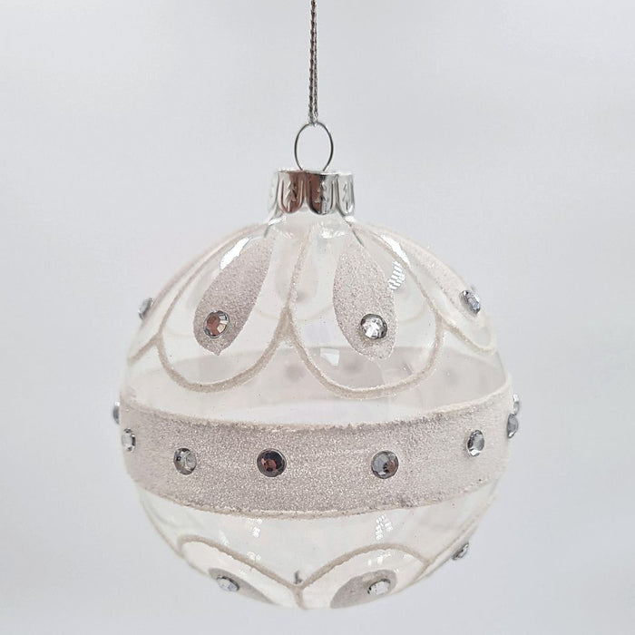 Frosted White Glass Hanging Bauble