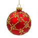 Glass Bauble Red/Gold Glitter Design