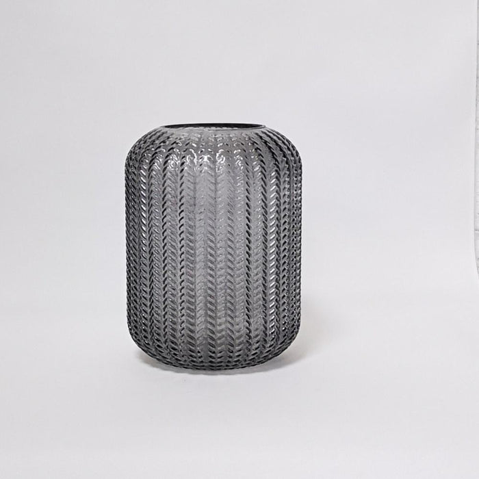 Smoked grey glass candle holder-vase