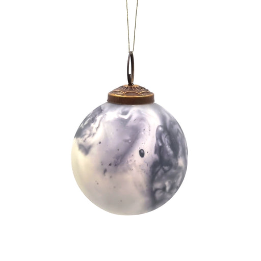 Glass Grey Whitewashed Christmas Bauble